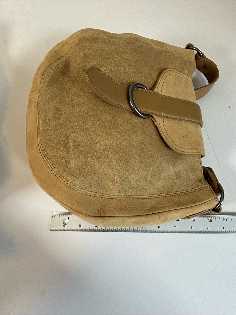 NWOT Gorgeous Lucky Brand Tan Suede Hobo Bag with Ring Accent - Picture 11 of 12